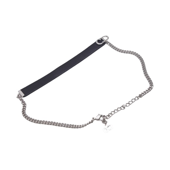 Christian Dior Christian Dior Choker Necklace Silver Chain CD Black - Picture 2 of 7